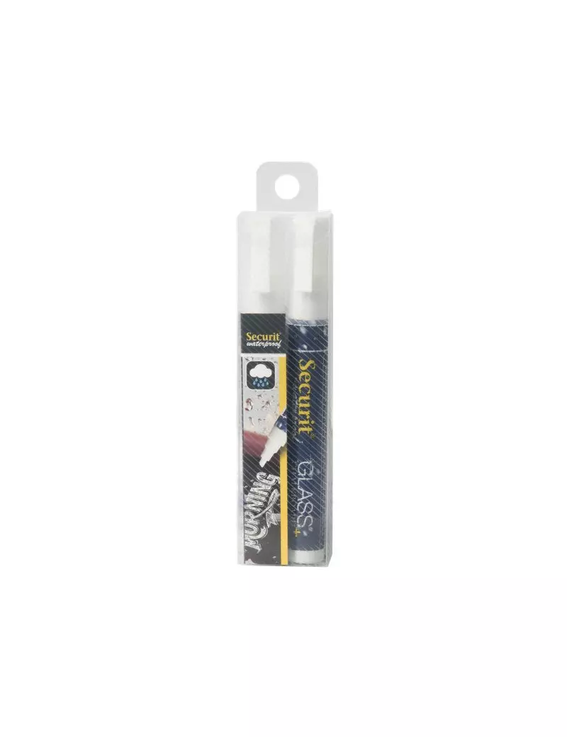Pennarelli a Gesso Liquido Waterproof Securit - 2-6 mm - Bianco (Conf. 2)