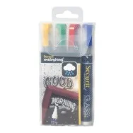 Pennarelli a Gesso Liquido Waterproof Securit - 2-6 mm - Blu, Rosso, Verde, Giallo 