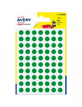 Etichette Rotonde in Bustina Avery - Verde - Ø 8 mm (Conf. 6)