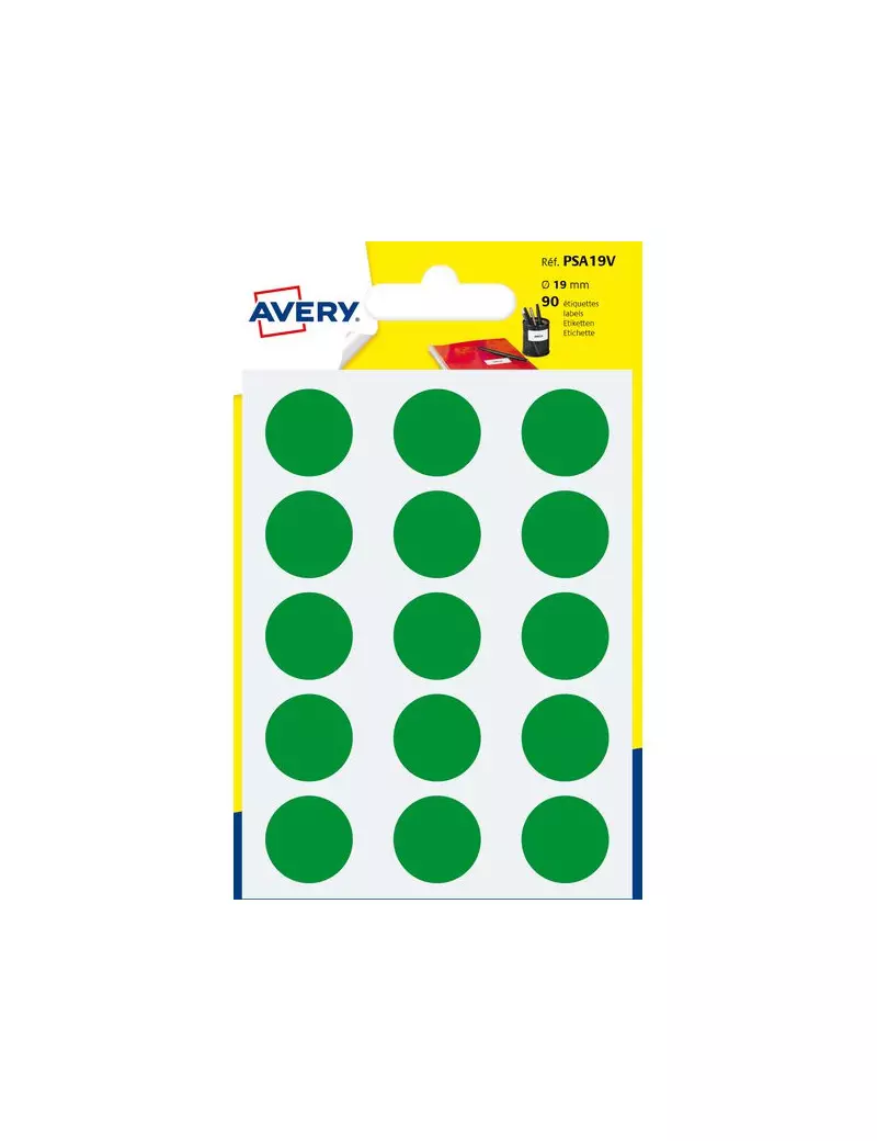 Etichette Rotonde in Bustina Avery - 19 mm - Verde (Conf. 6)