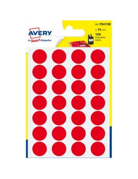Etichette Rotonde in Bustina Avery - Ø 15 mm - Rosso (Conf. 7)