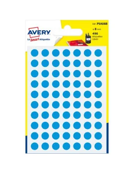 Etichette Rotonde in Bustina Avery - Ø 8 mm - Blu (Conf. 6)