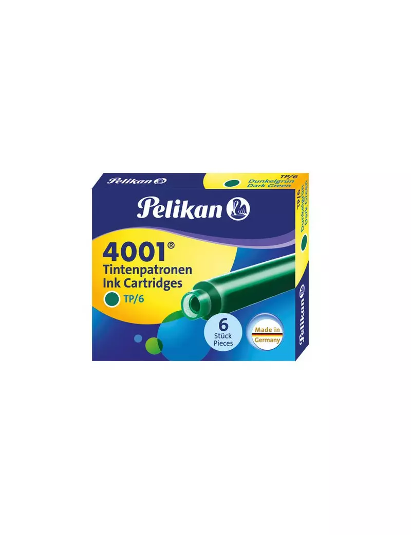 Cartucce per Stilografiche 4001 TP/6 Pelikan - Verde (Conf. 6) Cartucce per Stilografiche 4001 TP/6 Pelikan - Verde (Conf. 6)