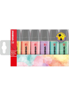 Astuccio in Plastica Evidenziatore Stabilo Boss Original - Assortiti Pastello (Conf. 6)