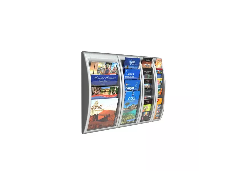 Modulo a 4 Tasche per Espositori da Muro Quick Fit System Paperflow - A4 - 40,9x9,5x65 cm