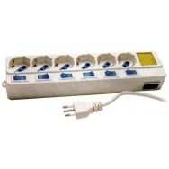 Prese Multiple MKC - Con Interruttori Singoli - 6 (Schuko-Bipasso 10A/16A) - Bianco