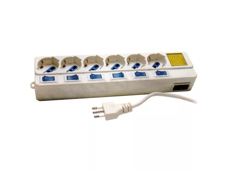 Prese Multiple MKC - Con Interruttori Singoli - 6 (Schuko-Bipasso 10A/16A) - Bianco Prese Multiple MKC - Con Interruttori Singoli - 6 (Schuko-Bipasso 10A/16A) - Bianco