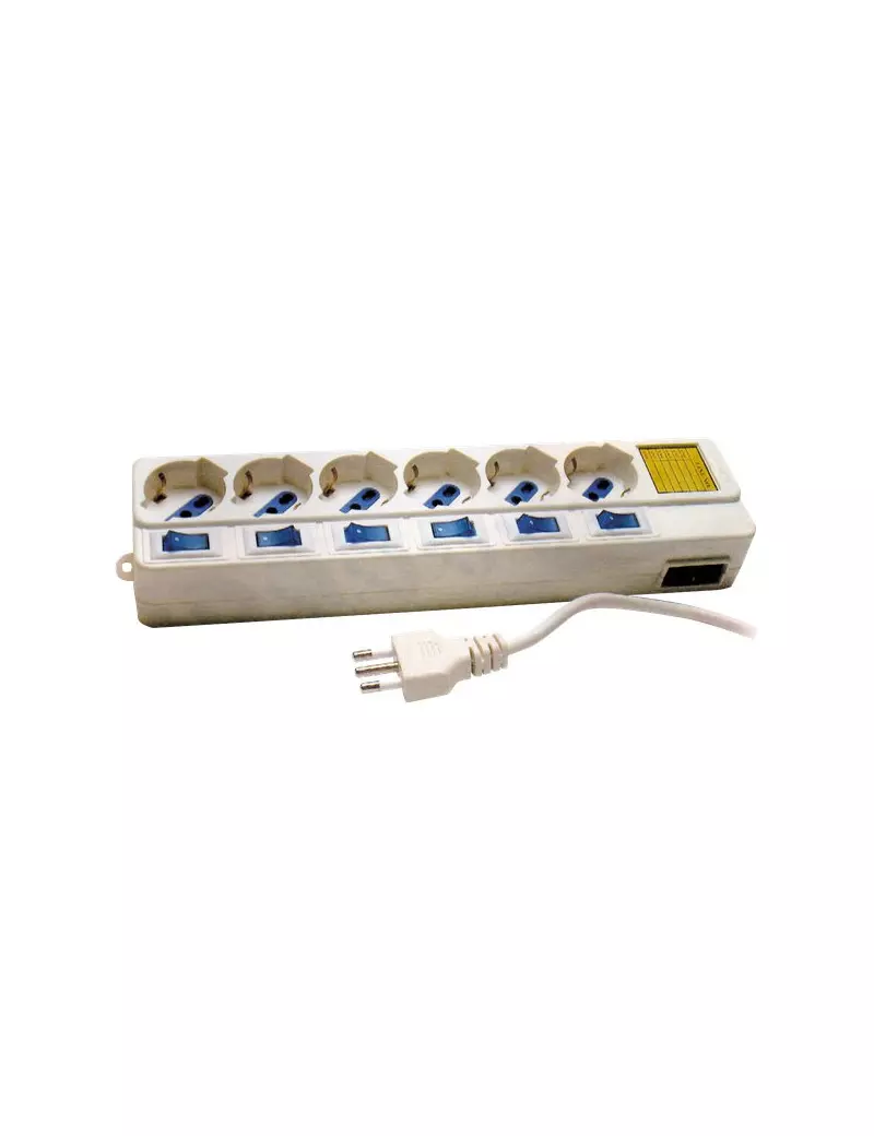 Prese Multiple MKC - Con Interruttori Singoli - 6 (Schuko-Bipasso 10A/16A) - Bianco Prese Multiple MKC - Con Interruttori Singoli - 6 (Schuko-Bipasso 10A/16A) - Bianco