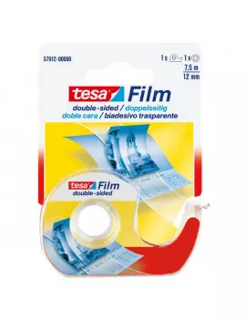 Nastro Biadesivo Trasparente Tesafilm Tesa - Chiocciola con Lama in Metallo - 12 mm x 7,5 m - 57912 (Trasparente)