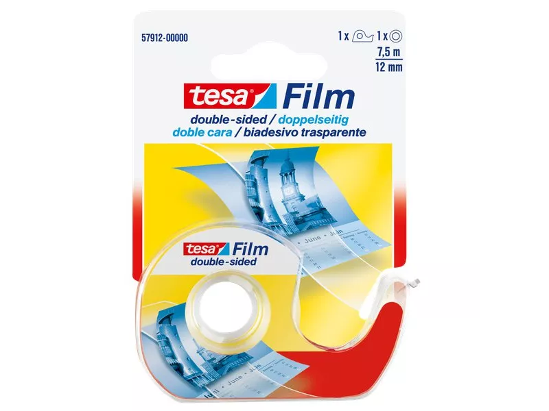 Nastro Biadesivo Trasparente Tesafilm Tesa - Chiocciola con Lama in Metallo - 12 mm x 7,5 m - 57912 (Trasparente) Nastro Biadesivo Trasparente Tesafilm Tesa - Chiocciola con Lama in Metallo - 12 mm x 7,5 m - 57912 (Trasparente)