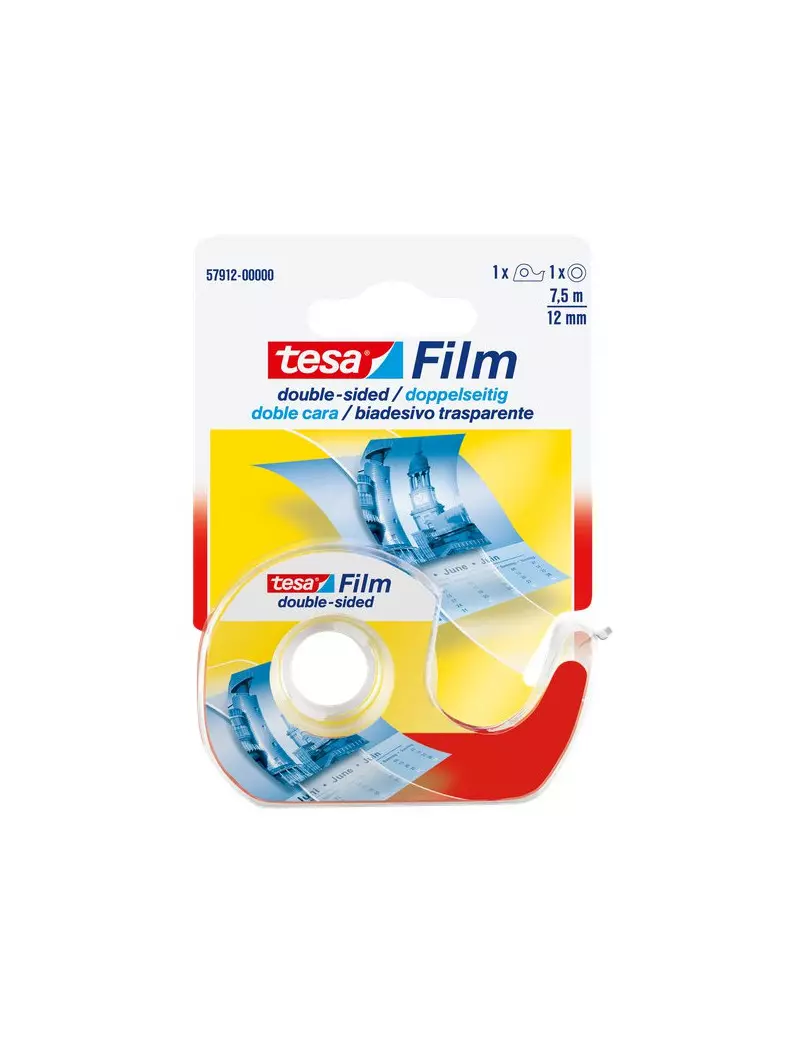 Nastro Biadesivo Trasparente Tesafilm Tesa - Chiocciola con Lama in Metallo - 12 mm x 7,5 m - 57912 (Trasparente) Nastro Biadesivo Trasparente Tesafilm Tesa - Chiocciola con Lama in Metallo - 12 mm x 7,5 m - 57912 (Trasparente)