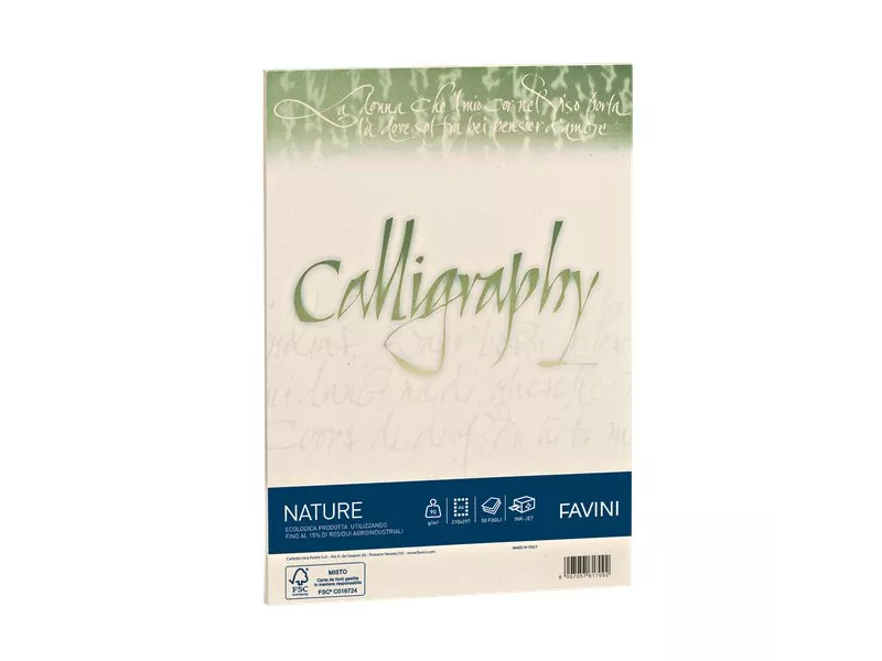 Fogli Calligraphy Nature Favini - A4 - 250 g - A69N564 (Oliva Conf. 50)