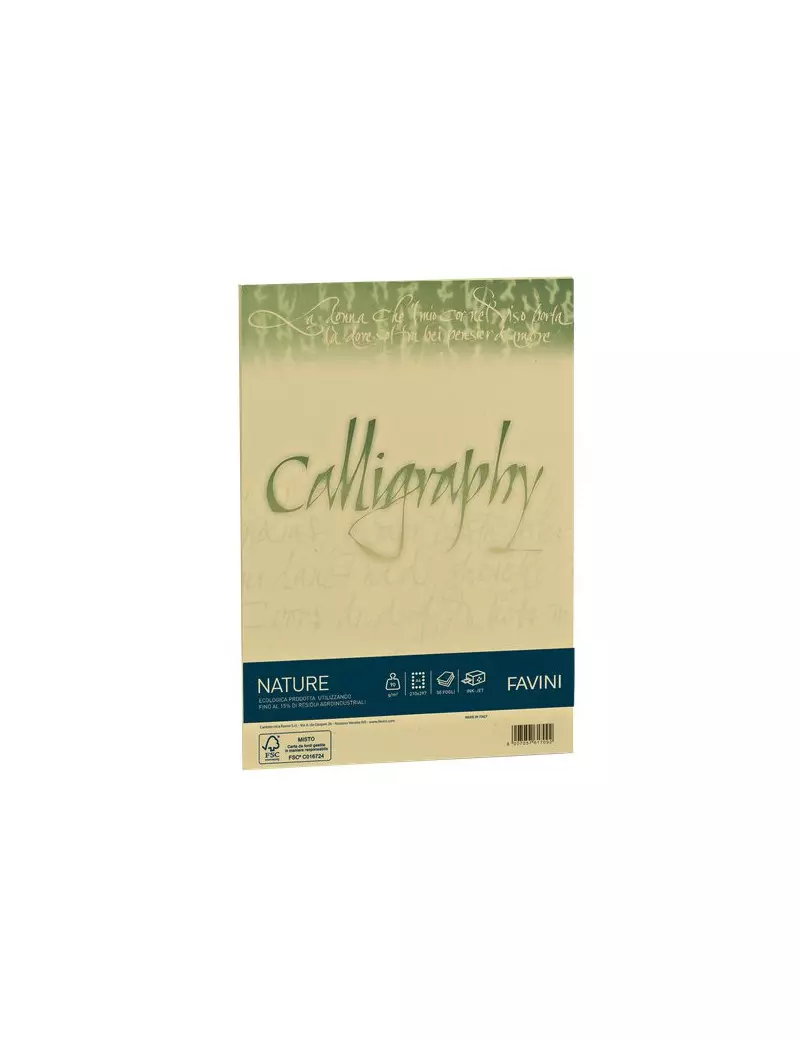 Fogli Calligraphy Nature Favini - A4 - 120 g - A69N534 (Oliva Conf. 50)