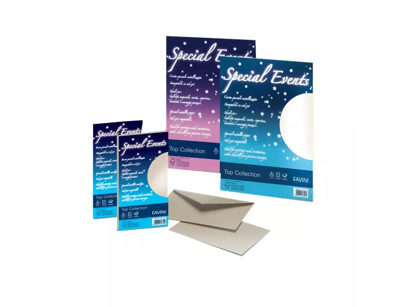 Buste Metallizzate Special Events Favini - 11x22 cm - 120 g - Sabbia (Conf. 10)