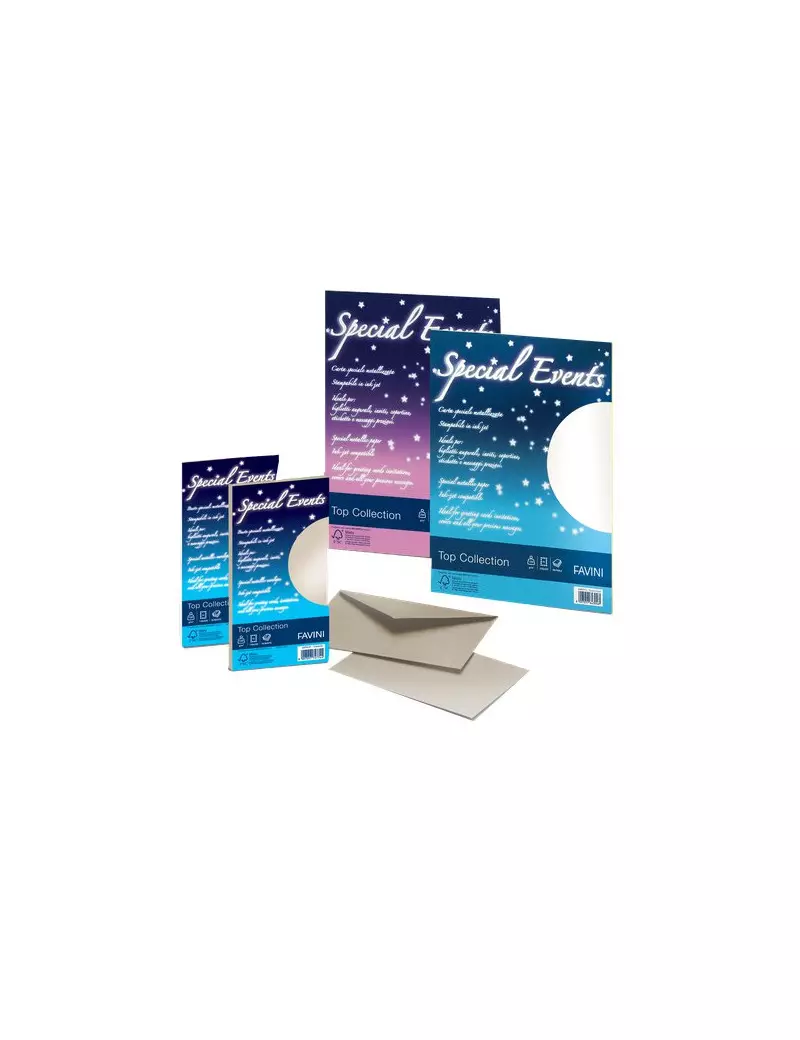 Buste Metallizzate Special Events Favini - 11x22 cm - 120 g - Sabbia (Conf. 10) Buste Metallizzate Special Events Favini - 11x22 cm - 120 g - Sabbia (Conf. 10)