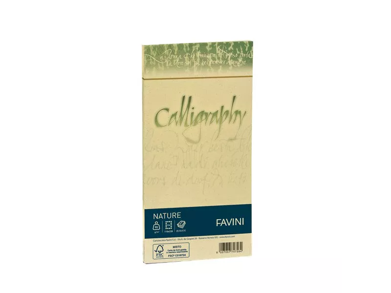 Buste Calligraphy Nature Favini - Oliva - 11x22 - 120 g (Conf. 25)