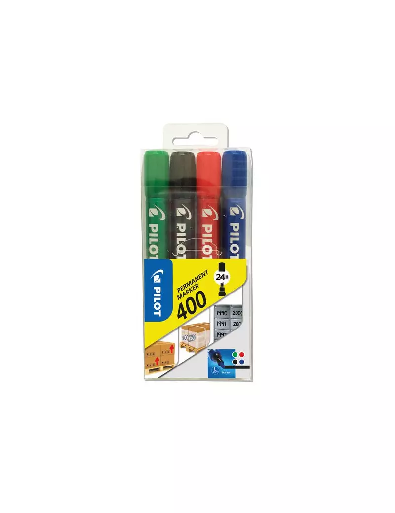 Marcatore Permanente SCA 400 Pilot - Punta a Scalpello - 4 mm - Assortiti Marcatore Permanente SCA 400 Pilot - Punta a Scalpello - 4 mm - Assortiti