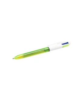 Penna a Sfera a Scatto 4 Colori Fluo Bic - 1 mm - 933948 (Rosso Blu Nero e Verde)