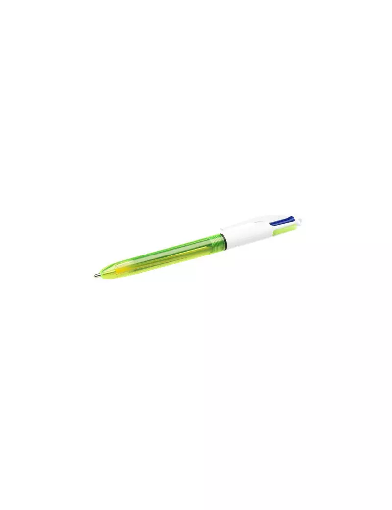 Penna a Sfera a Scatto 4 Colori Fluo Bic - 1 mm - 933948 (Rosso Blu Nero e Verde)