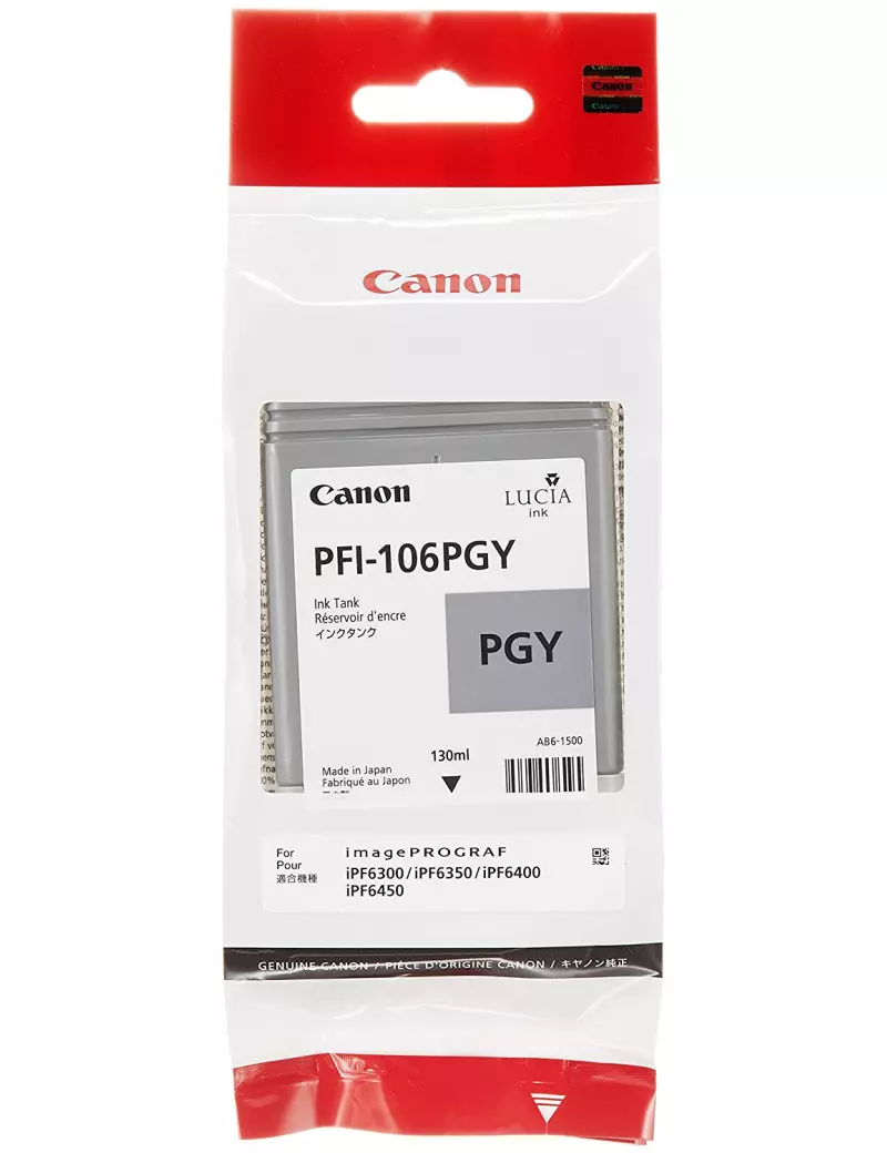 Cartuccia Originale Canon PFI-106pgy 6631B001 (Grigio Foto 130 ml) Cartuccia Originale Canon PFI-106pgy 6631B001 (Grigio Foto 130 ml)