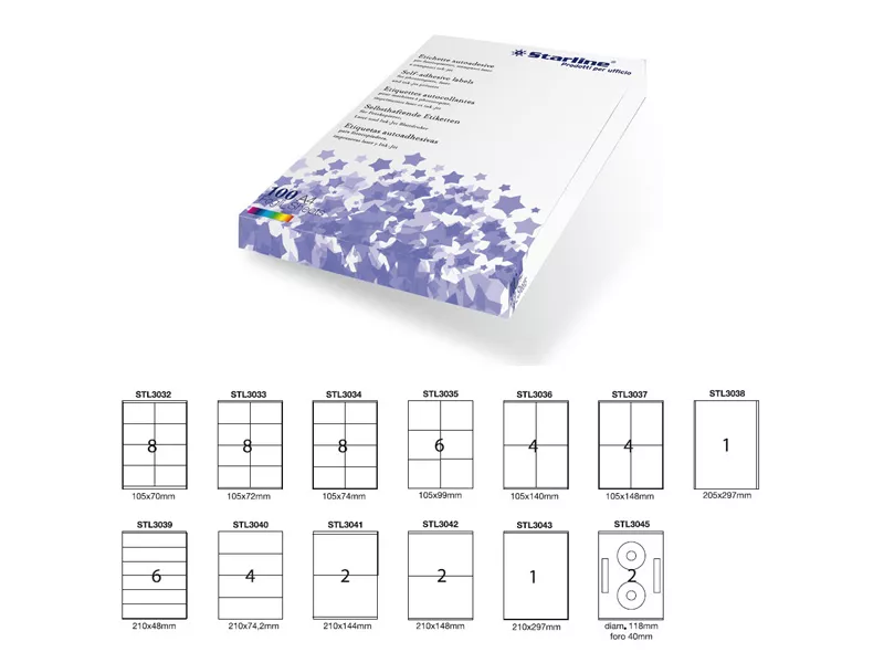 Etichette Adesive Starline - 105x72 mm - Bianco Etichette Adesive Starline - 105x72 mm - Bianco