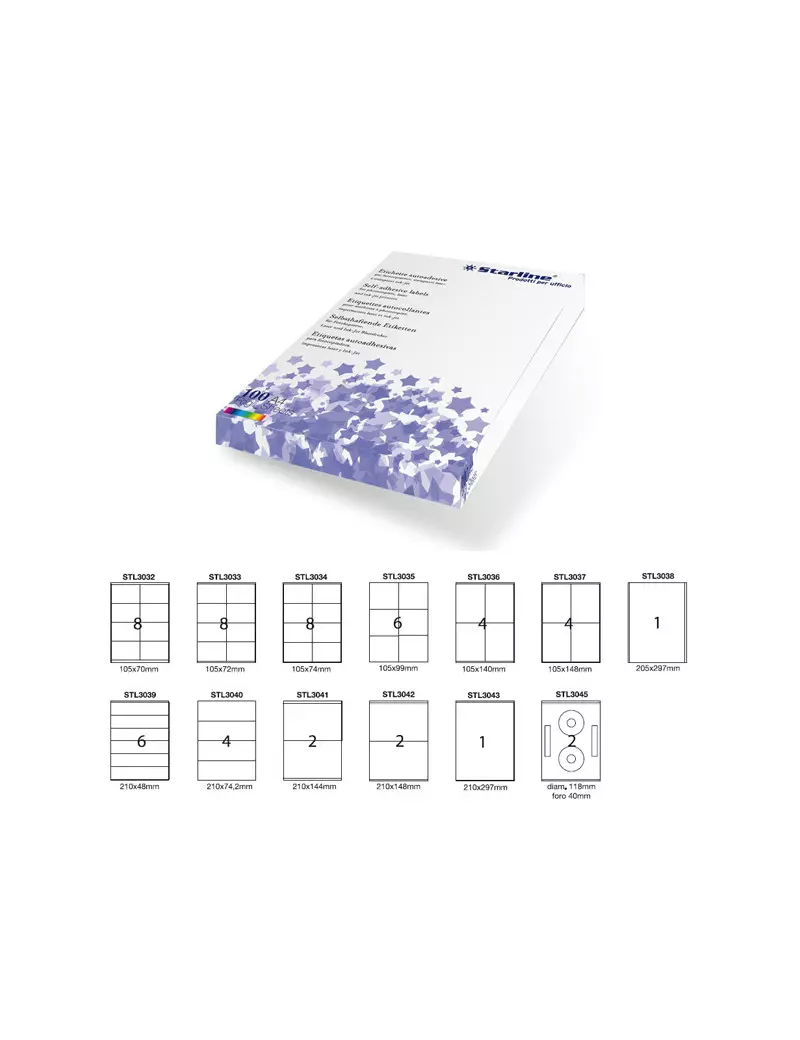 Etichette Adesive Starline - 210x297 mm - Bianco Etichette Adesive Starline - 210x297 mm - Bianco