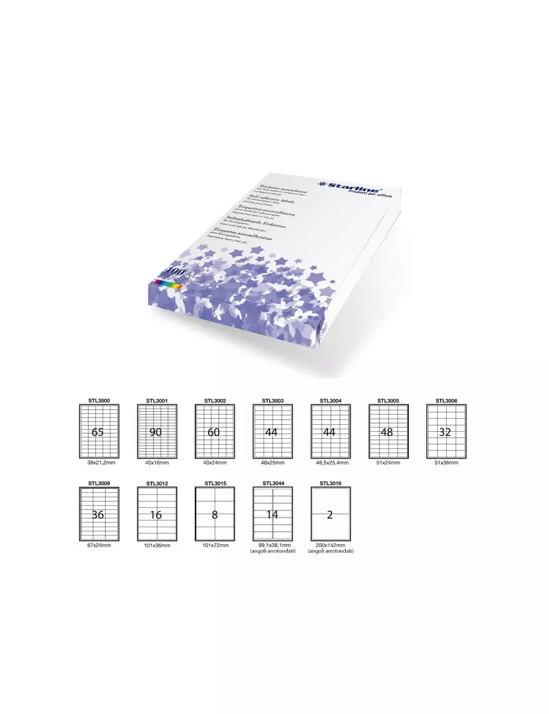 Etichette Adesive Starline - 99,1x38,1 mm - Angoli Arrotondati - Bianco