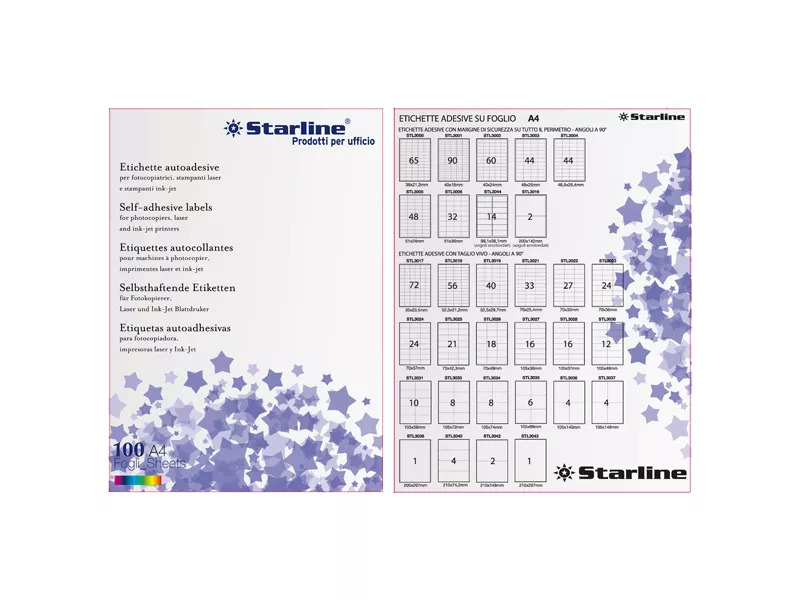 Etichette Adesive Starline - 199,6x143,5 mm - Angoli Arrotondati - Bianco Etichette Adesive Starline - 199,6x143,5 mm - Angoli Arrotondati - Bianco