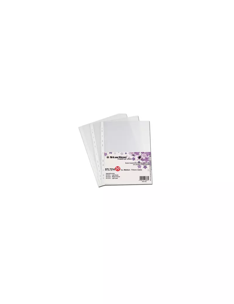 Busta a Perforazione Universale Starline - 22x30 cm - Goffrata Basso Spessore (Trasparente Conf. 50) Busta a Perforazione Universale Starline - 22x30 cm - Goffrata Basso Spessore (Trasparente Conf. 50)