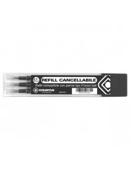 Refill per Penna a Sfera Cancellabile Osama - 0,7 mm - Nero (Conf. 3)