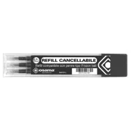 Refill per Penna a Sfera Cancellabile Osama - 0,7 mm - Nero (Conf. 3)