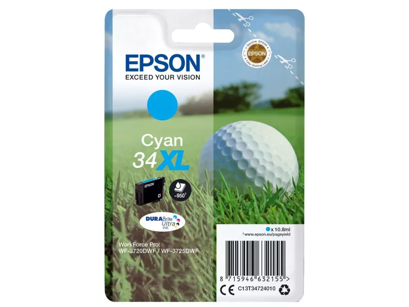 Cartuccia Originale Epson T347240 34XL (Ciano 950 pagine) Cartuccia Originale Epson T347240 34XL (Ciano 950 pagine)