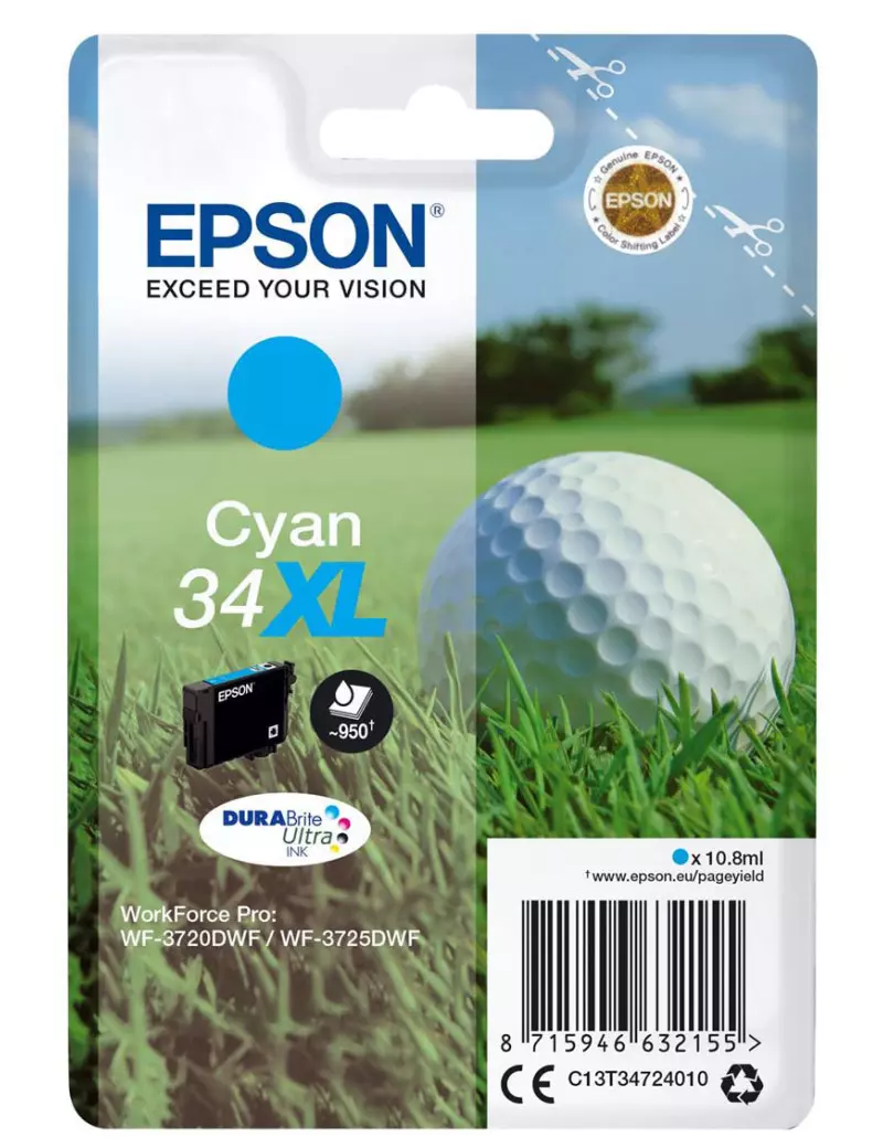 Cartuccia Originale Epson T347240 34XL (Ciano 950 pagine) Cartuccia Originale Epson T347240 34XL (Ciano 950 pagine)