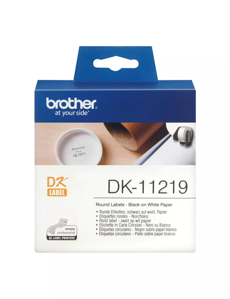 Etichette Adesive Brother DK-11219 - Ø12 mm (Conf. 1200)