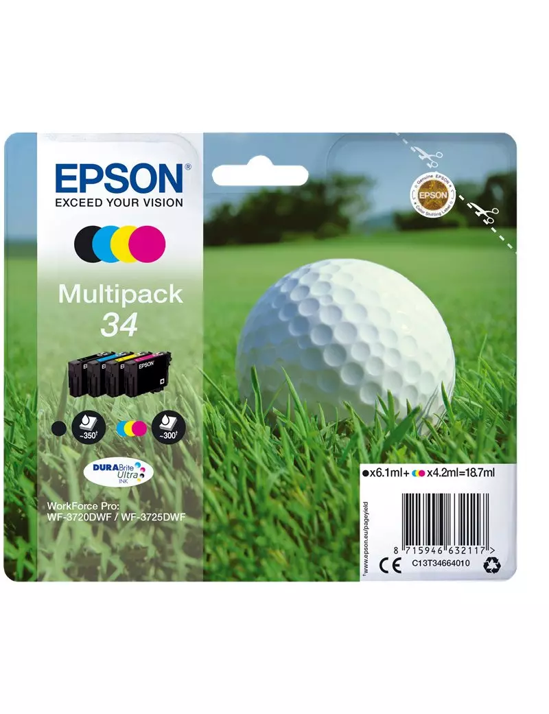 Multipack Cartucce Originali Epson T346640 34 (Nero e Colori) Multipack Cartucce Originali Epson T346640 34 (Nero e Colori)
