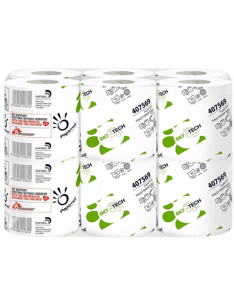 Carta Igienica BioTech Papernet - 2 Veli - 18,2 m - 165 Strappi (Conf. 12) Carta Igienica BioTech Papernet - 2 Veli - 18,2 m - 165 Strappi (Conf. 12)