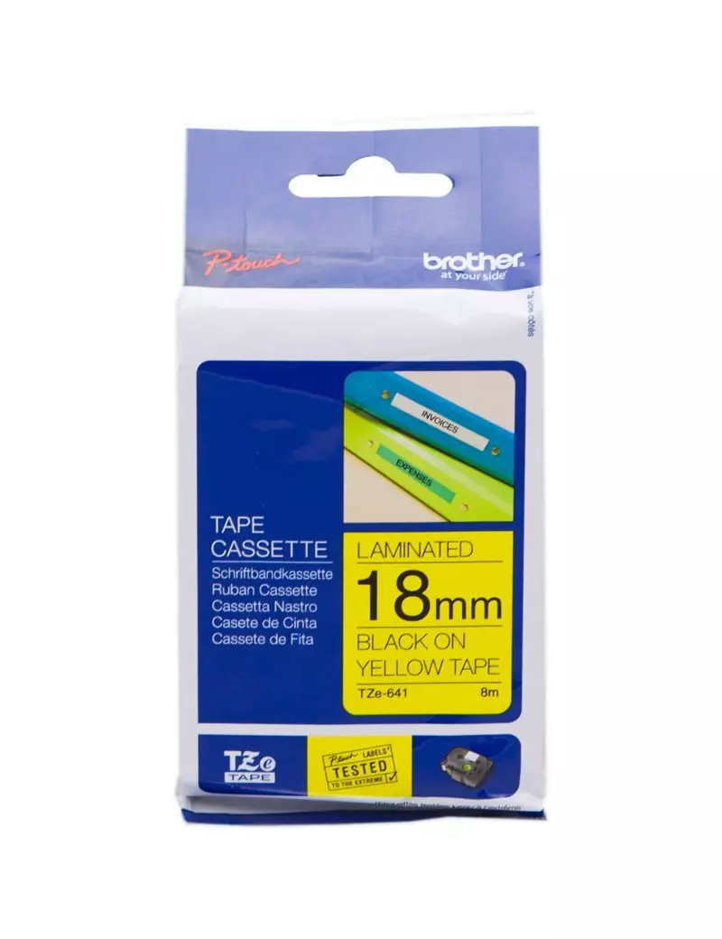 Nastro Originale Brother TZe-641 - 18 mm - Nero su Giallo Nastro Originale Brother TZe-641 - 18 mm - Nero su Giallo
