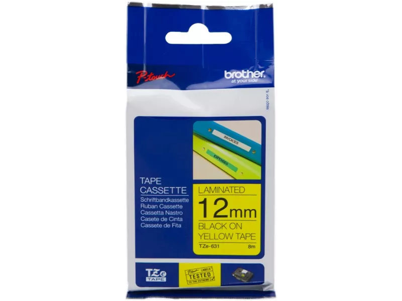 Nastro Originale Brother TZe-631 - 12 mm - Nero su Giallo