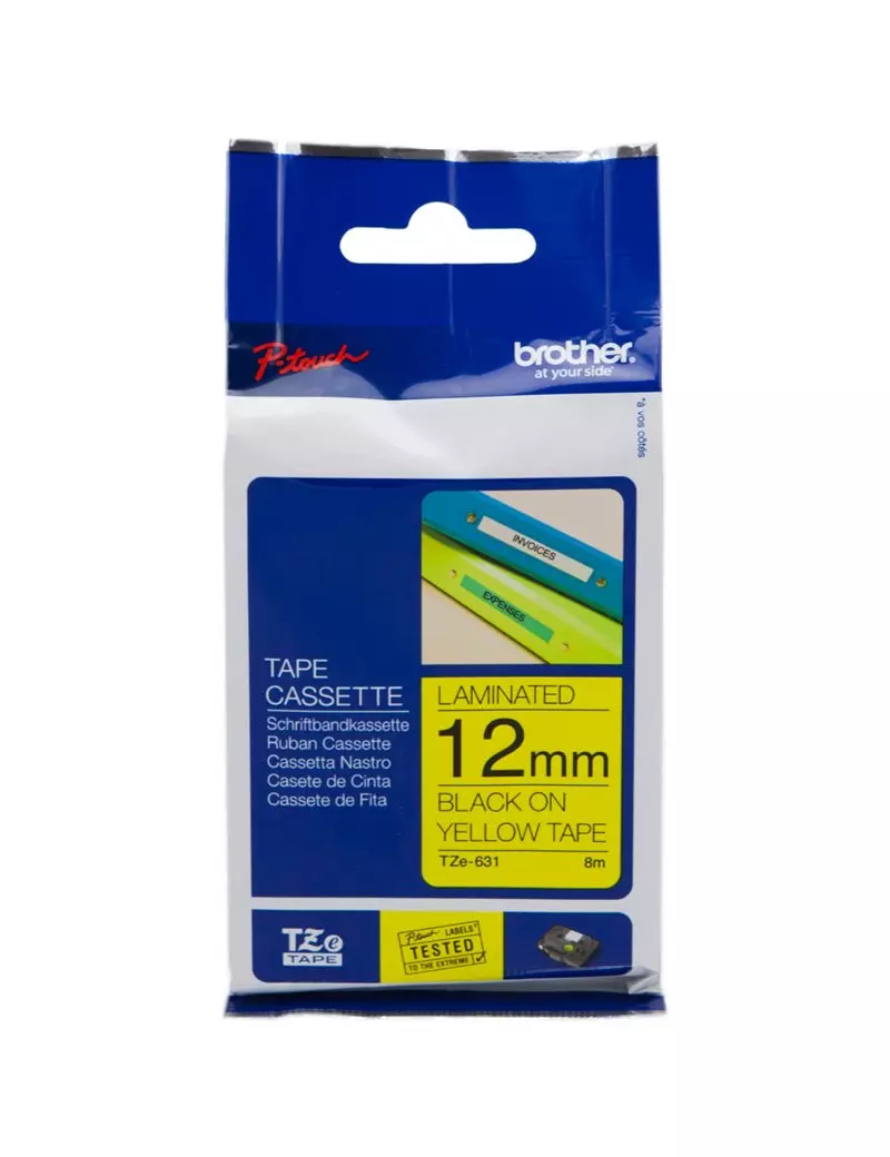 Nastro Originale Brother TZe-631 - 12 mm - Nero su Giallo Nastro Originale Brother TZe-631 - 12 mm - Nero su Giallo