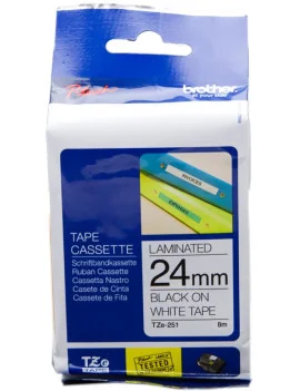 Nastro Originale Brother TZe-251 - 24 mm - Nero su Bianco