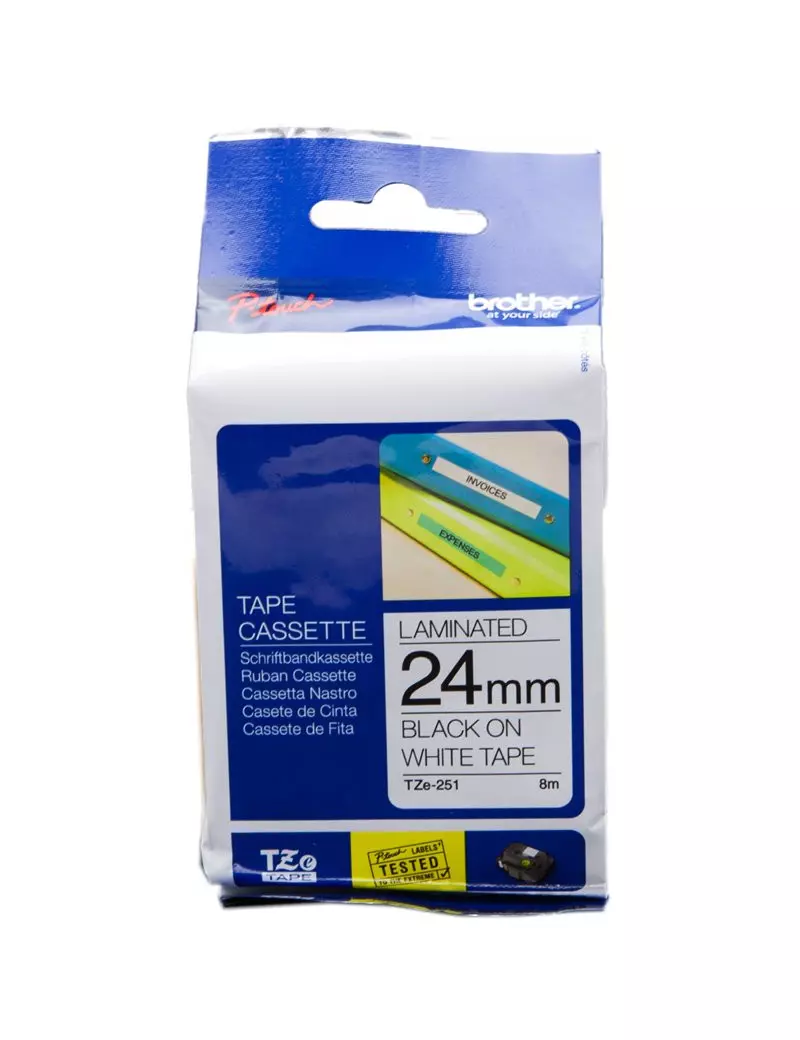 Nastro Originale Brother TZe-251 - 24 mm - Nero su Bianco Nastro Originale Brother TZe-251 - 24 mm - Nero su Bianco
