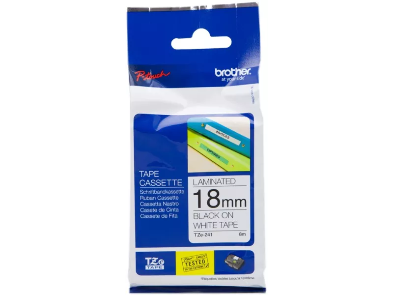 Nastro Originale Brother TZe-241 - 18 mm - Nero su Bianco