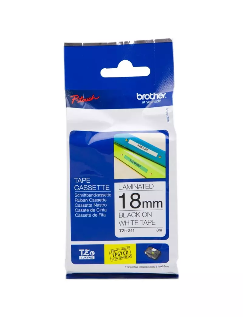 Nastro Originale Brother TZe-241 - 18 mm - Nero su Bianco Nastro Originale Brother TZe-241 - 18 mm - Nero su Bianco