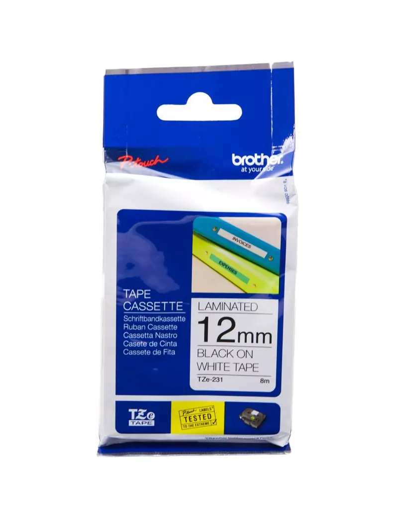 Nastro Originale Brother TZe-231 - 12 mm x 8 m - Laminato (Nero su Bianco) Nastro Originale Brother TZe-231 - 12 mm x 8 m - Laminato (Nero su Bianco)