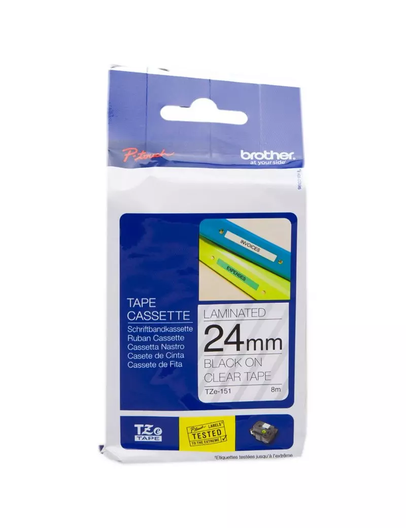 Nastro Originale Brother TZe-151 - 24 mm - Nero su Trasparente Nastro Originale Brother TZe-151 - 24 mm - Nero su Trasparente