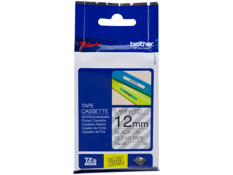Nastro Originale Brother TZe-131 - 12 mm - Nero su Trasparente Nastro Originale Brother TZe-131 - 12 mm - Nero su Trasparente