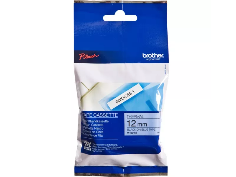Nastro Originale Brother M-K531BZ - 12 mm x 8 m - Nero su Blu Laminato