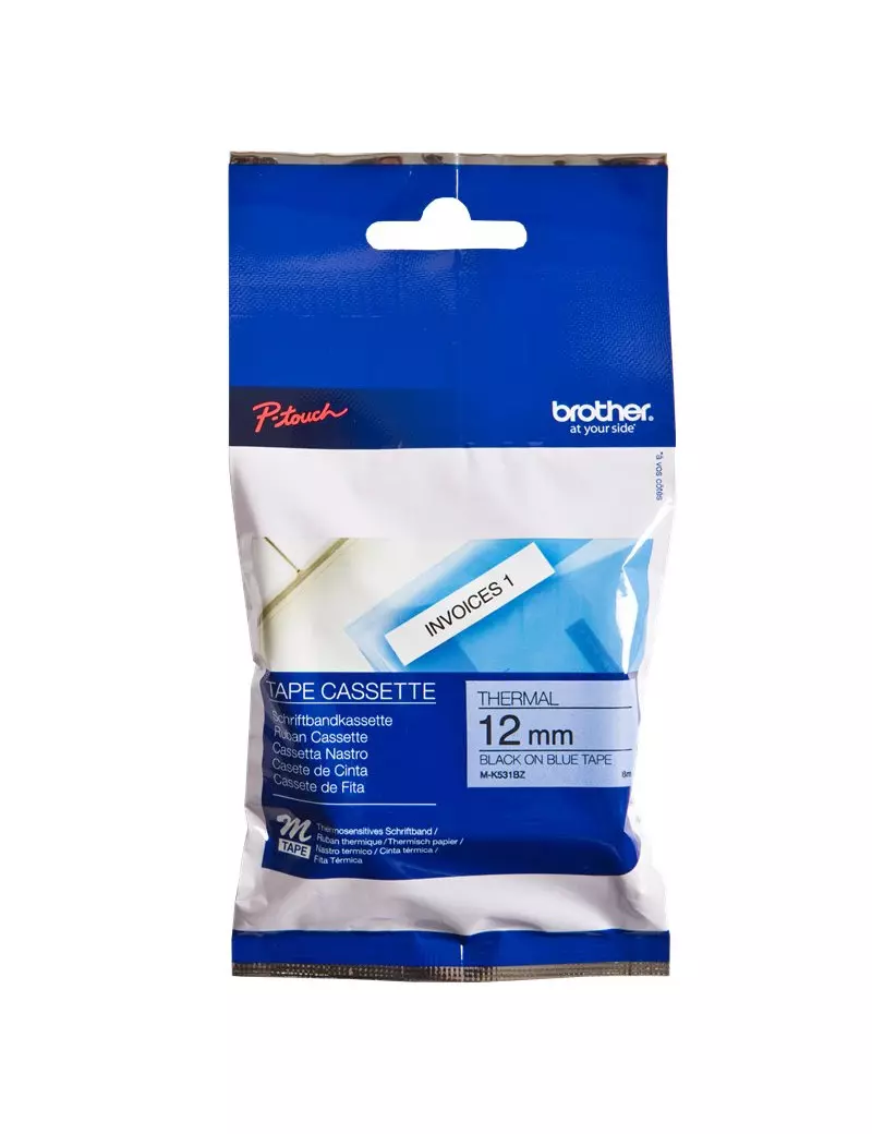 Nastro Originale Brother M-K531BZ - 12 mm x 8 m - Nero su Blu Laminato Nastro Originale Brother M-K531BZ - 12 mm x 8 m - Nero su Blu Laminato