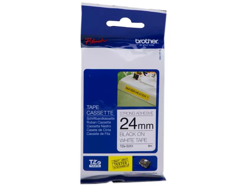 Nastro Originale Brother TZe-S251 - 24 mm x 8 m - Nero su Bianco