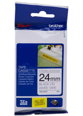 Nastro Originale Brother TZe-S251 - 24 mm x 8 m - Nero su Bianco
